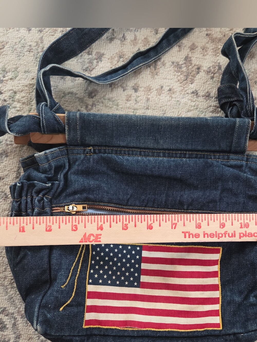 Denim Shoulder Bag Patriotic USA Fabric Y2K Americana - Picture 9 of 10